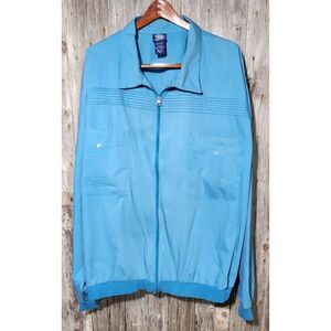 Men's vintage JOHN BLAIR blue collared shirt JACKET‎ full zip w/pockets 4XL TL